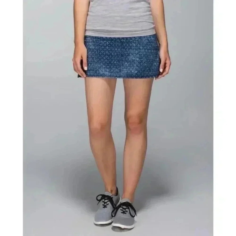 Lululemon Pace Setter Skirt Exploded Sashiko Cross Inkwell Ghost